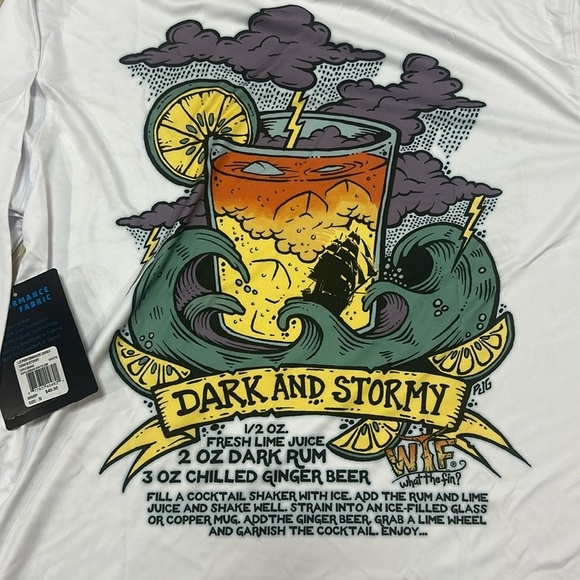 WTF - What The Fin? Long-Sleeve Performance Wicking Shirt Dark & Stormy NWT S - Picture 2 of 6